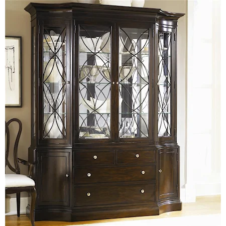 China Cabinet with Metal Accents in Glass Doors